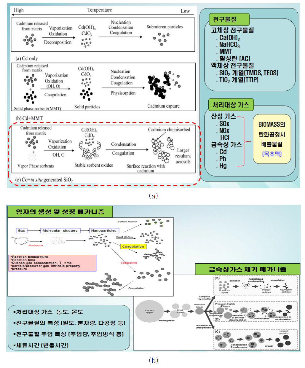 전구물질 주입에 따른 입자생성, 성장 및 제거 메커니즘 고찰(예시)