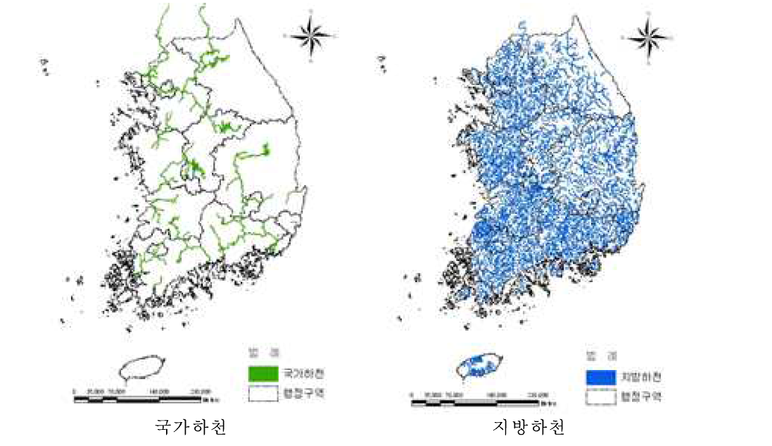 전국 하천 분포도