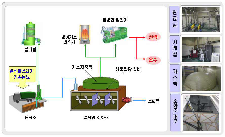 음식물 폐수 및 돈분뇨 병합소화를 위한 Pilot Plant 공정도