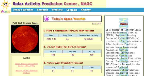 중국 NAOC/SAPC의 우주환경 예보