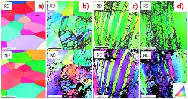 냉간 가공에 따른 inverse pole figure( IPF) 이미지