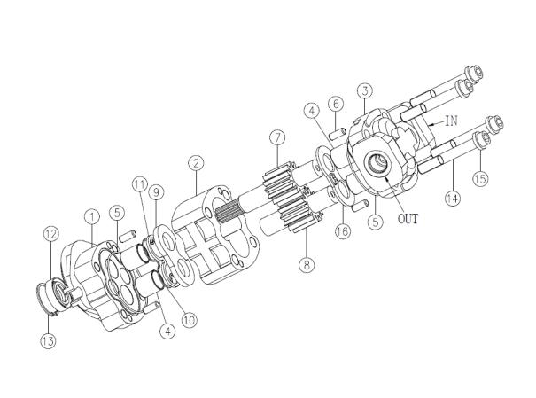 Gear Pump 27.7cc/rev 부품 조립도