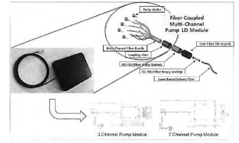 광섬유 레이저 응용을 위한 광섬유 결합형 다채널 펌프 광원 모듈