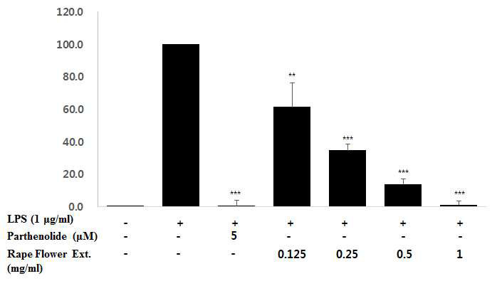 Effects of RFE on the IL-1β production in the LPS-stimulated RAW264.7 murine macrophage