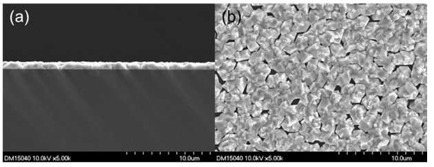 Polycrystalline GaAs의 SEM 이미지 (a) 측면 (b) 정면