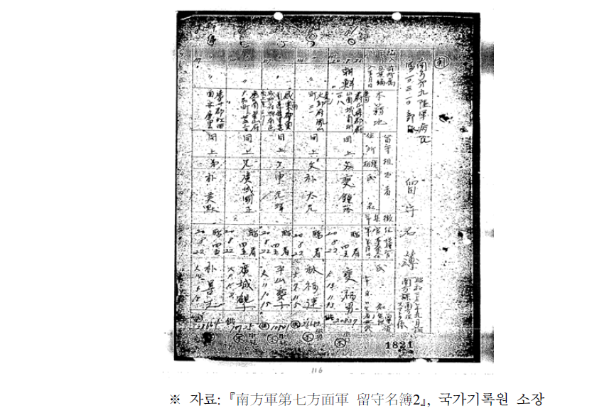 ‘배복남’ ｢남방제9육군병원부대｣, 남방군제7방면군 유수명부2