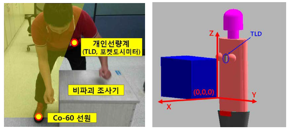 피폭상황 재연 및 MCNPX 전산모사