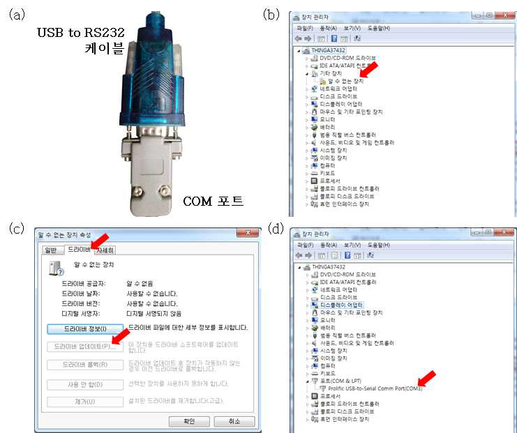 USB to RS232 드라이버 설치 과정