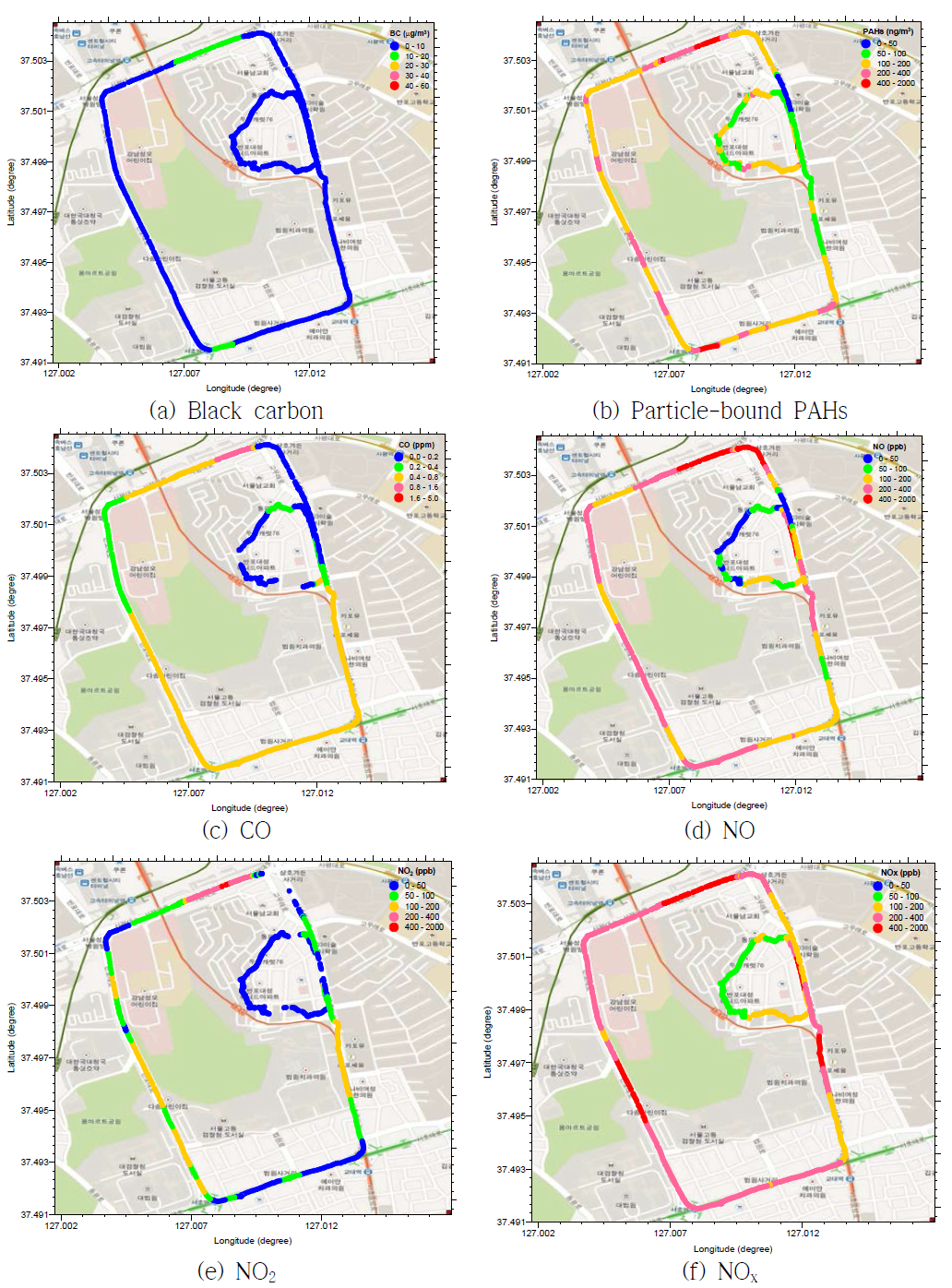 Spatial air pollution map around the day-care center (1st run)