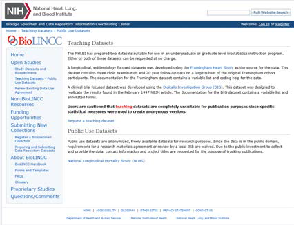 미국 BioLINCC Teaching dataset