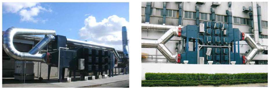 뉴질랜드 섬유(좌) 및 대만 PVC(우) 제조 공정배출 가스 처리 및 회수장치