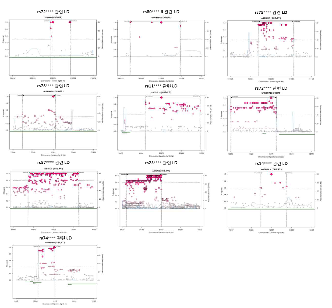해녀 특화 SNP 10개의 LD
