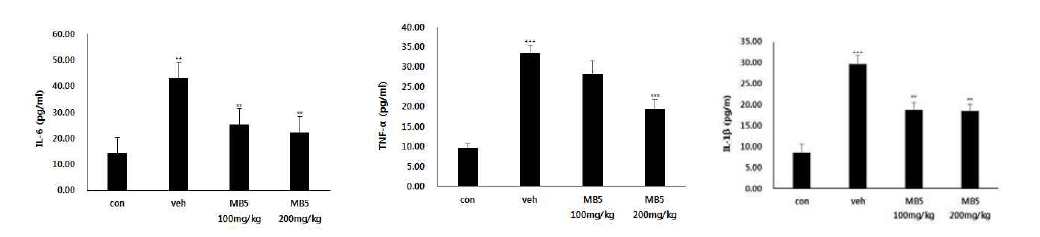 미병 후보 약물 MB5의 항염증 효능