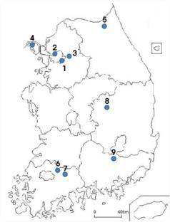 국내 조사지점의 분포도
