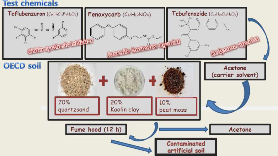 실험 약제와 OECD토양을 이용한 실험 토양의 제조 방법