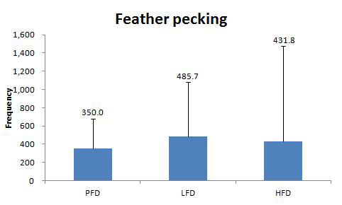 사육밀도에 따른 깃털쪼기 행동의 차이