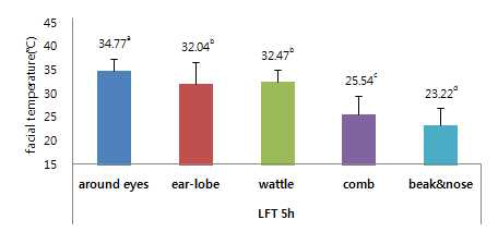 저온(Low fixed temperature) 5시 부위 별 체표온도