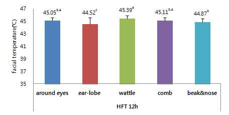 고온(High fixed temperature) 12시 부위 별 체표온도