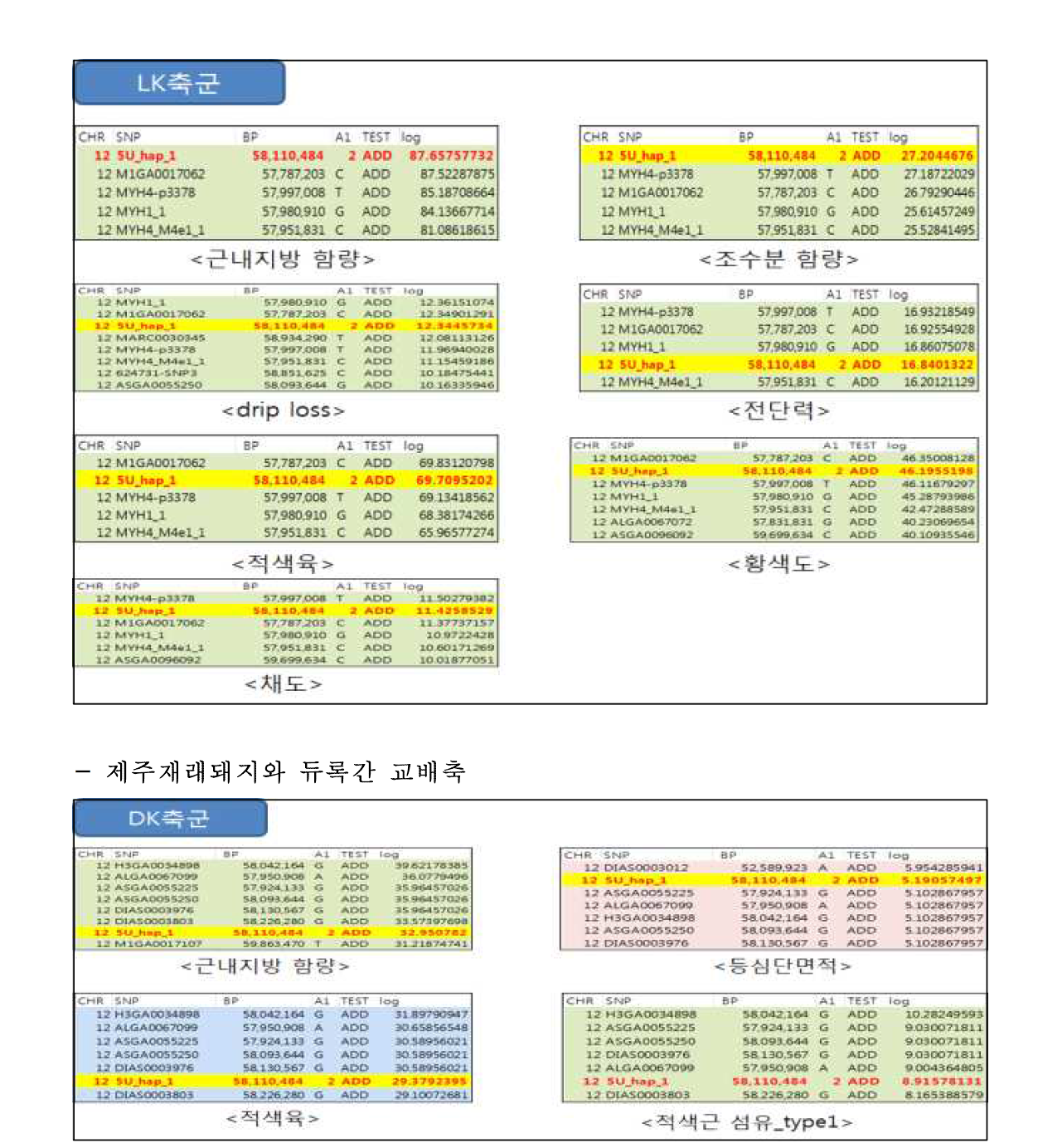 적색근섬유 조절 후보유전자가 육질형질에 미치는 결과 -제주재래돼지와 랜드레이스 교배축