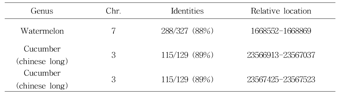 박과 유전체에서 CBF3 형질전환체의 상대적 위치 분석 (2016)
