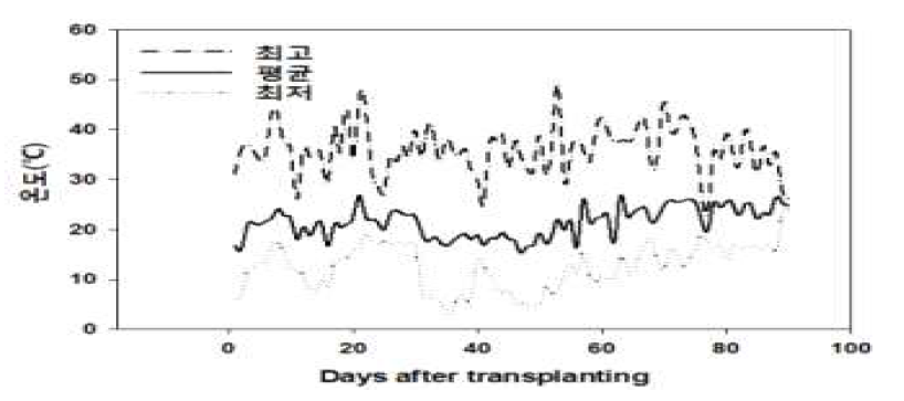 재배 기간 중 시설내 온도 변화