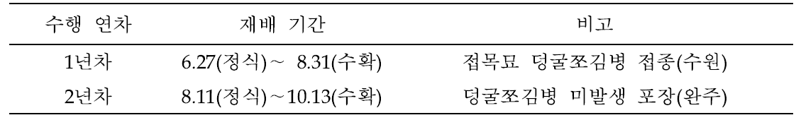 시험 시기별 처리 조건