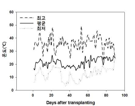 재배기간 중 시설 내 온도변화