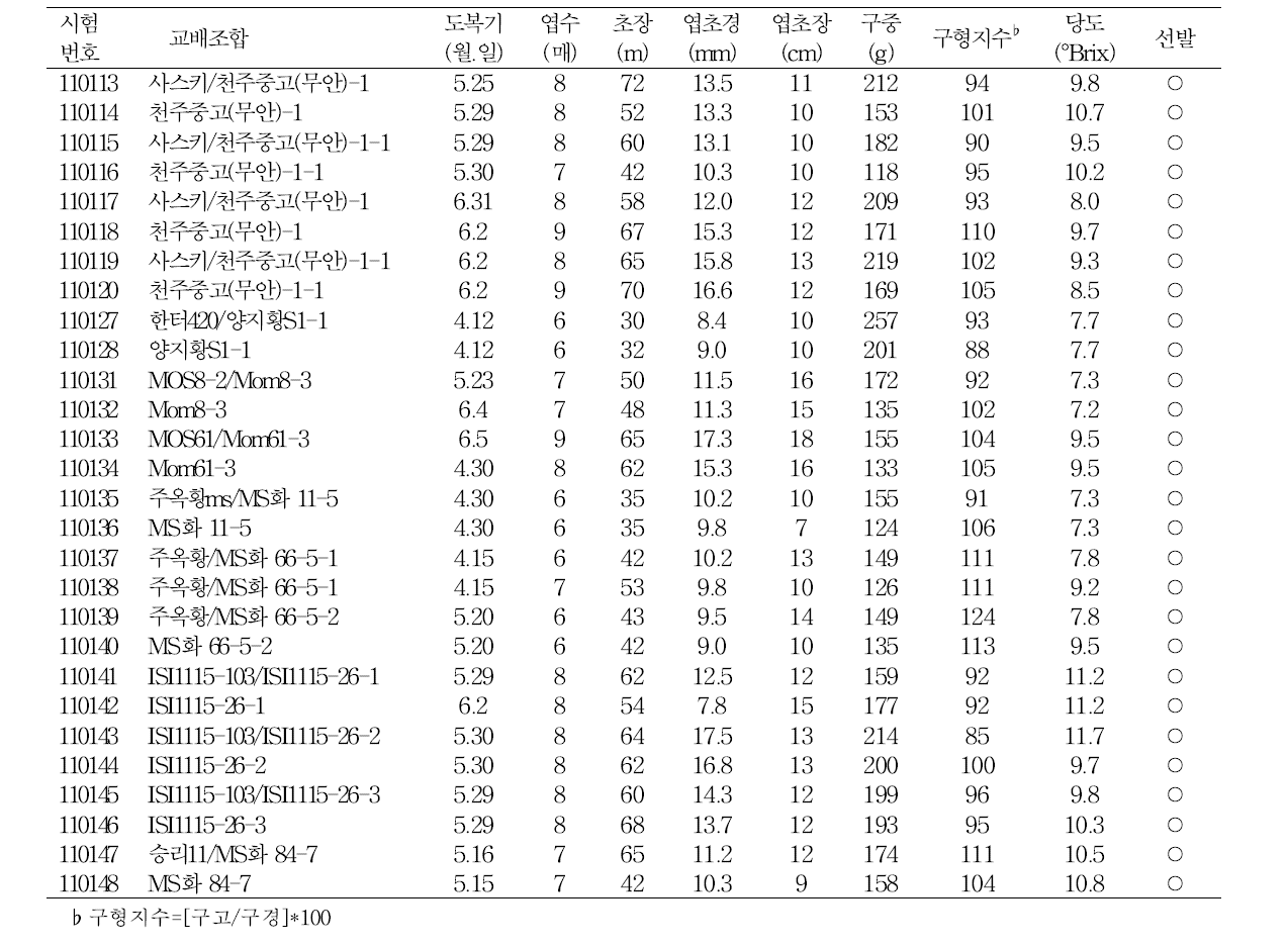 웅성불임계통 BC3세대 모구의 생육 및 수량특성(2012년)35계통