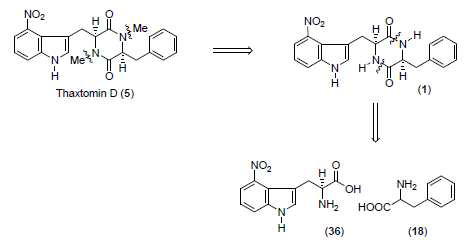 Thaxtomin D의 합성을 위한 역합성