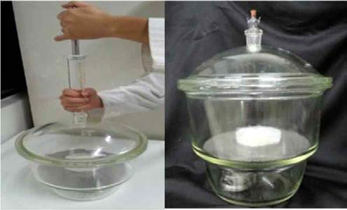 Fumigation of phosphine in a desiccator.