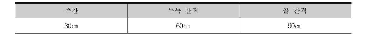 현행 고추묘의 2열 재배