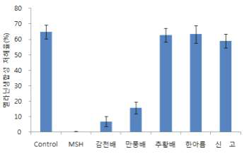 배유과(만개후 30일)추출물의B16F1 melanoma cell에서미백효과(멜라닌생합성저해율)