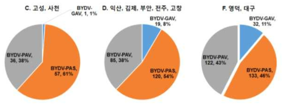 국내 발생하는 BYDV-serotype