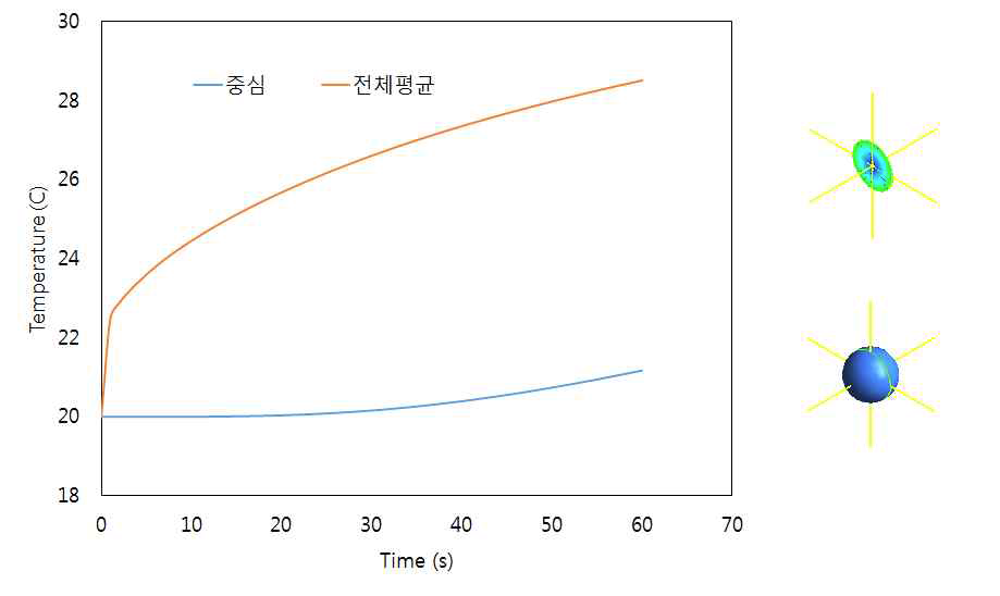 순환식 건조 중 콩의 평균 및 중심 온도