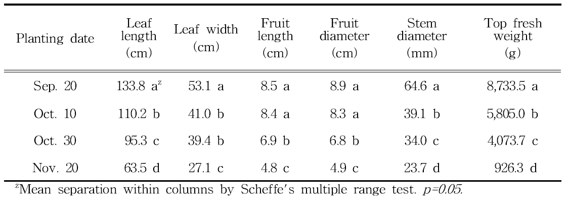 Effect of planting date on the growth of artichoke(2016.5.31.).