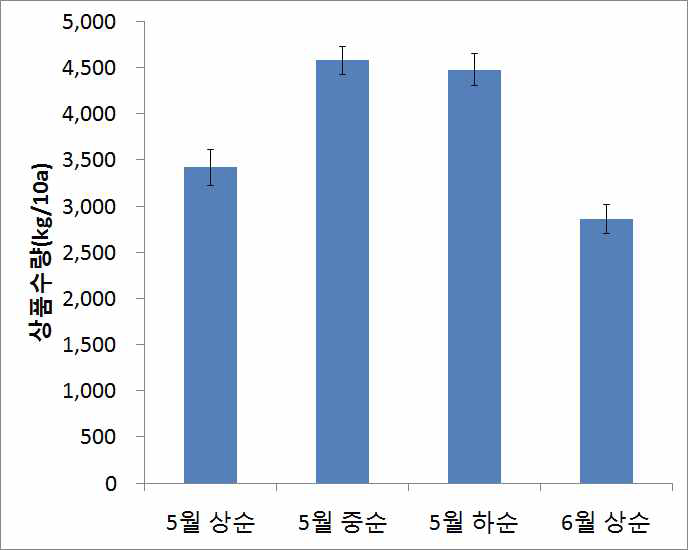 차요테 정식시기별 상품수량 비교