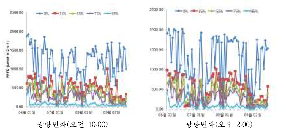 처리별 광량변화