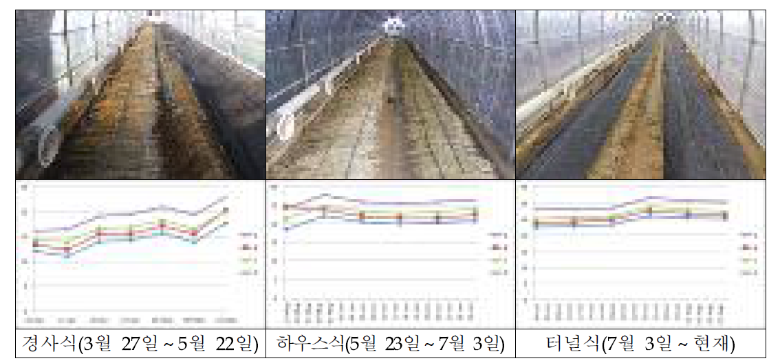 인삼 온도구배하우스 차광 방법별 온도 변화