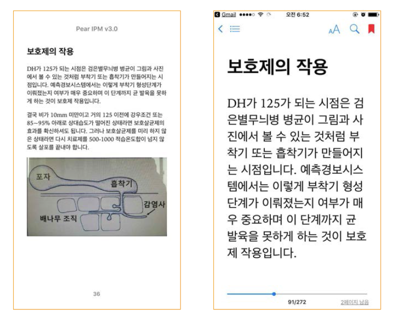 전자책의 확대와 자동공간 및 페이지 조절 기능