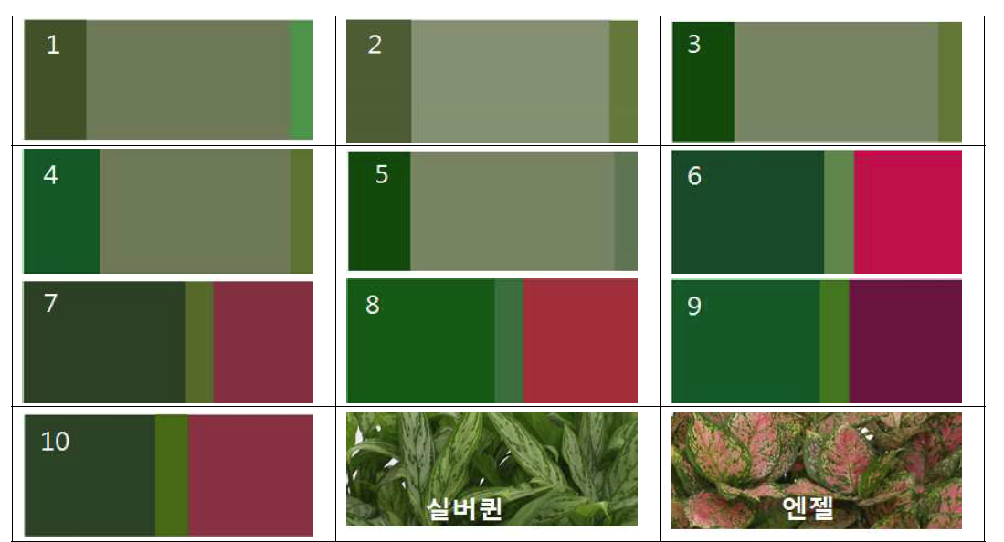 식물의 배식띠와 실제 식물 색채의 적합성에 대한 전문가 설문용 색채표