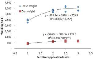 Yield of turmeric on fertilizer application levels in paddy soil