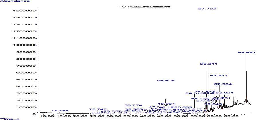 초임계추출물의 GC/MS 분석 크로마토그래피