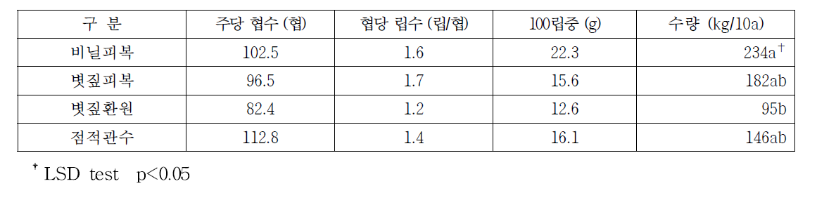 콩 수량 및 수량구성요소