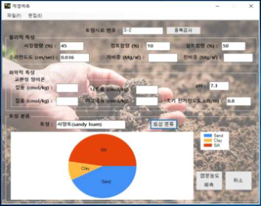 토양특성 입력 화면 (예)