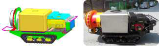 소형 무인 SS기 최종 시제품 (좌: CAD 모델, 우: 제작모델)