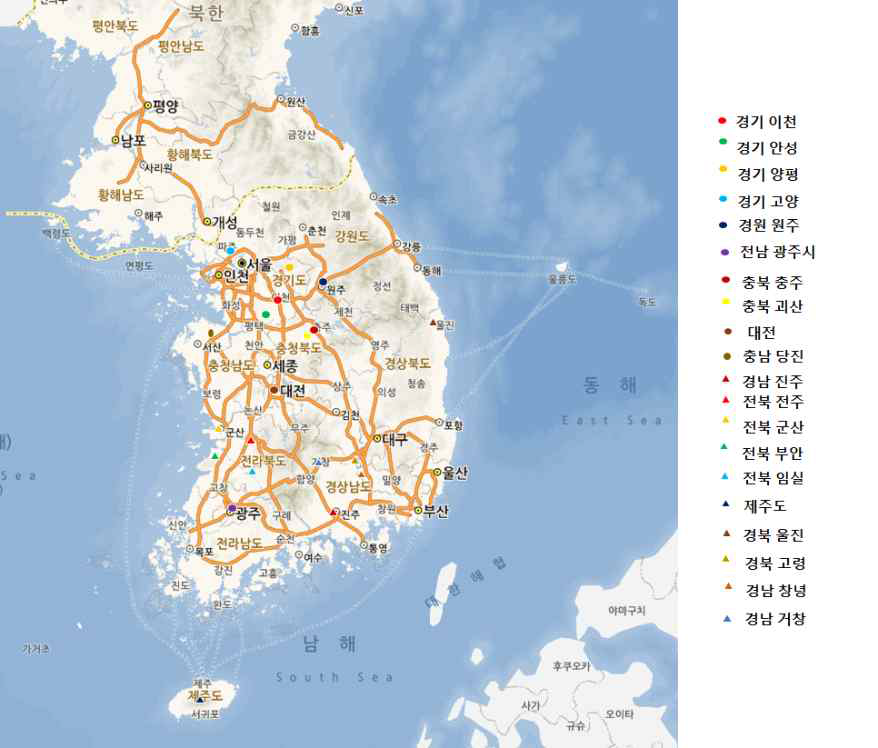 Propolis collected from 20 sites in South Korea.