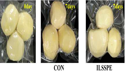 기능성 필름 적용에 따른 저장 7일 후 신선편이 감자의 외관