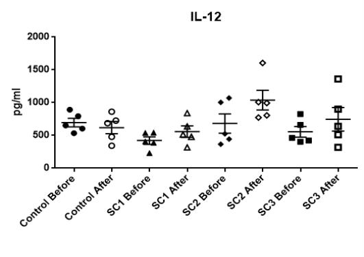 사양시험 전·후 이유자돈의 Cytokine (IL-12)의 변화