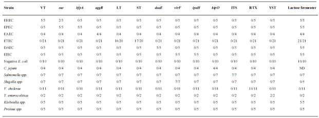 Number of strains positive by PCR/Number of strains tested origin.