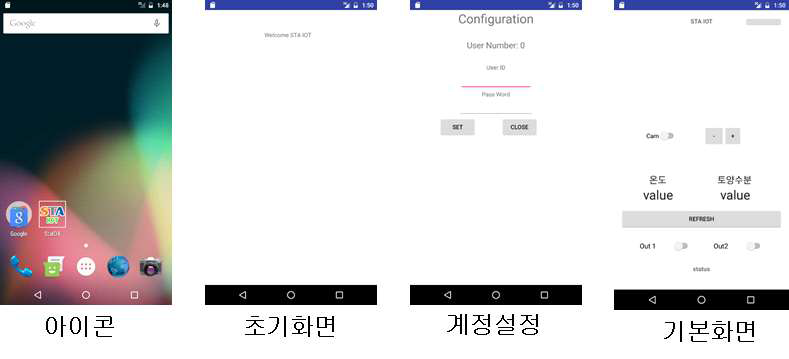 스마트기기 원격제어장치 앱(App) 설정 화면